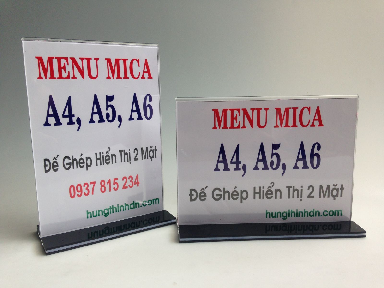 Menu mica A4, A5, A6 đế ghép